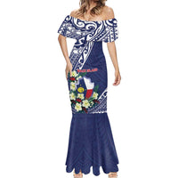 Personalised Wake Island Mermaid Dress Tribal Pattern With Hibiscus Flowers LT05 - Polynesian Pride