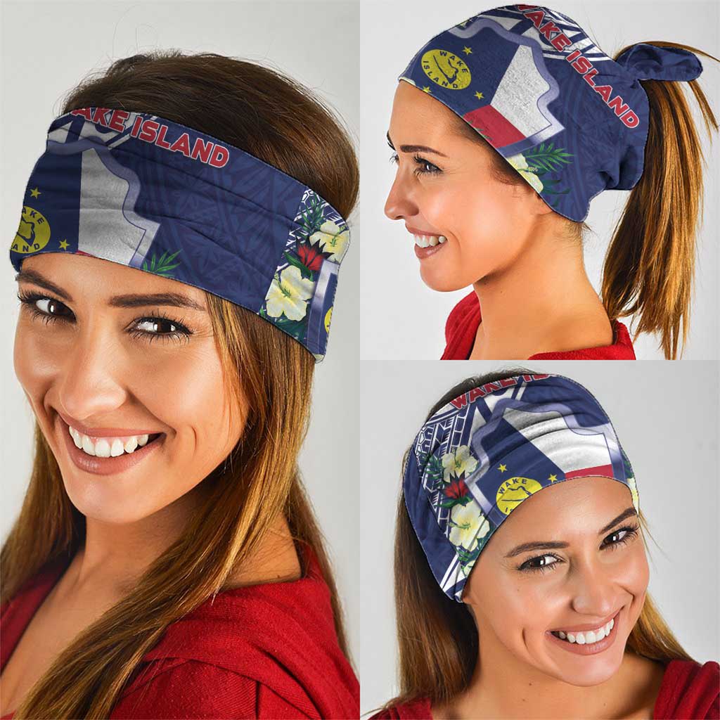 Wake Island Neck Gaiter Tribal Pattern With Hibiscus Flowers