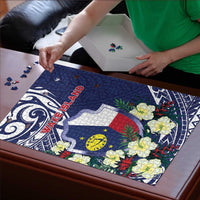 Wake Island Puzzle Tribal Pattern With Hibiscus Flowers LT05 - Polynesian Pride