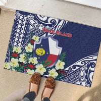 Wake Island Rubber Doormat Tribal Pattern With Hibiscus Flowers LT05 - Polynesian Pride