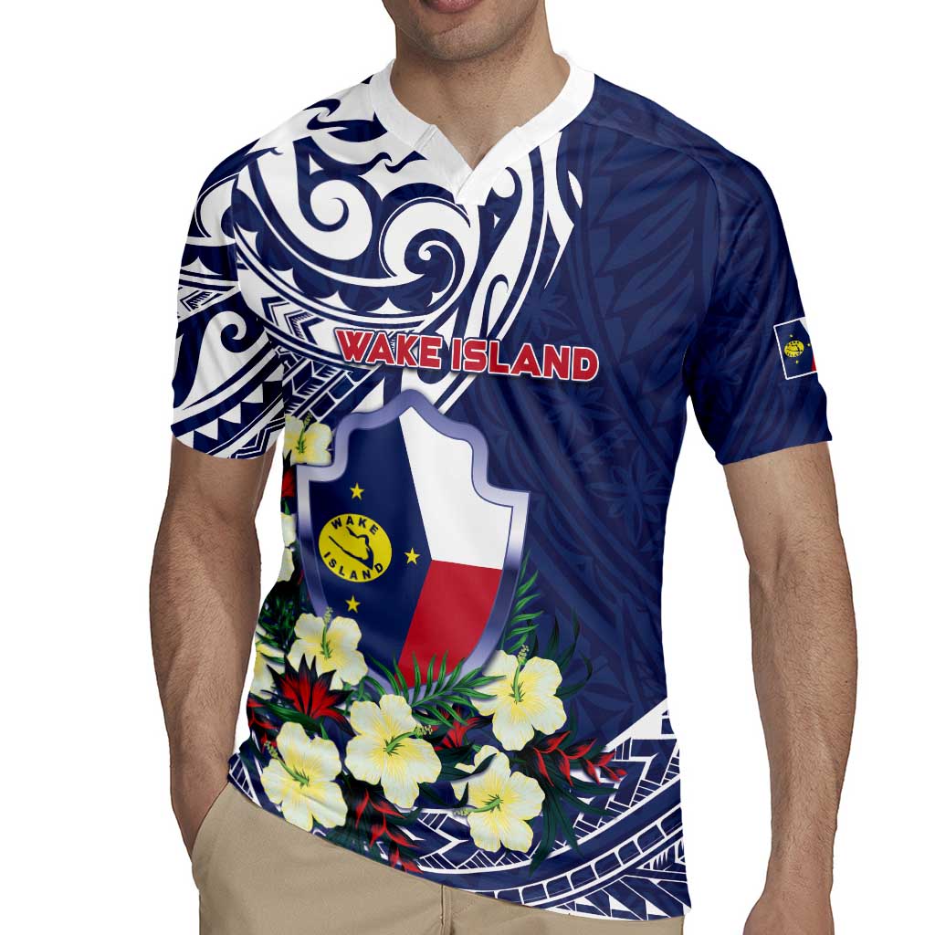 Personalised Wake Island Rugby Jersey Tribal Pattern With Hibiscus Flowers LT05 - Polynesian Pride