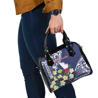 Wake Island Shoulder Handbag Tribal Pattern With Hibiscus Flowers LT05 - Polynesian Pride