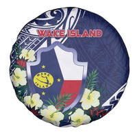 Wake Island Spare Tire Cover Tribal Pattern With Hibiscus Flowers LT05 - Polynesian Pride
