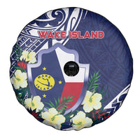 Wake Island Spare Tire Cover Tribal Pattern With Hibiscus Flowers LT05 - Polynesian Pride