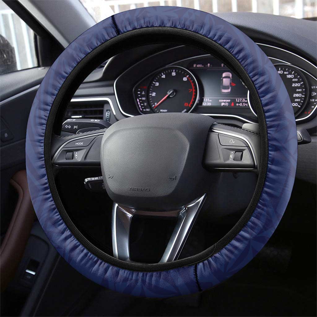 Wake Island Steering Wheel Cover Tribal Pattern With Hibiscus Flowers LT05 - Polynesian Pride