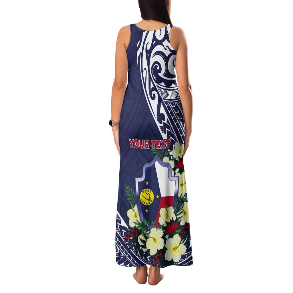 Personalised Wake Island Tank Maxi Dress Tribal Pattern With Hibiscus Flowers LT05 - Polynesian Pride