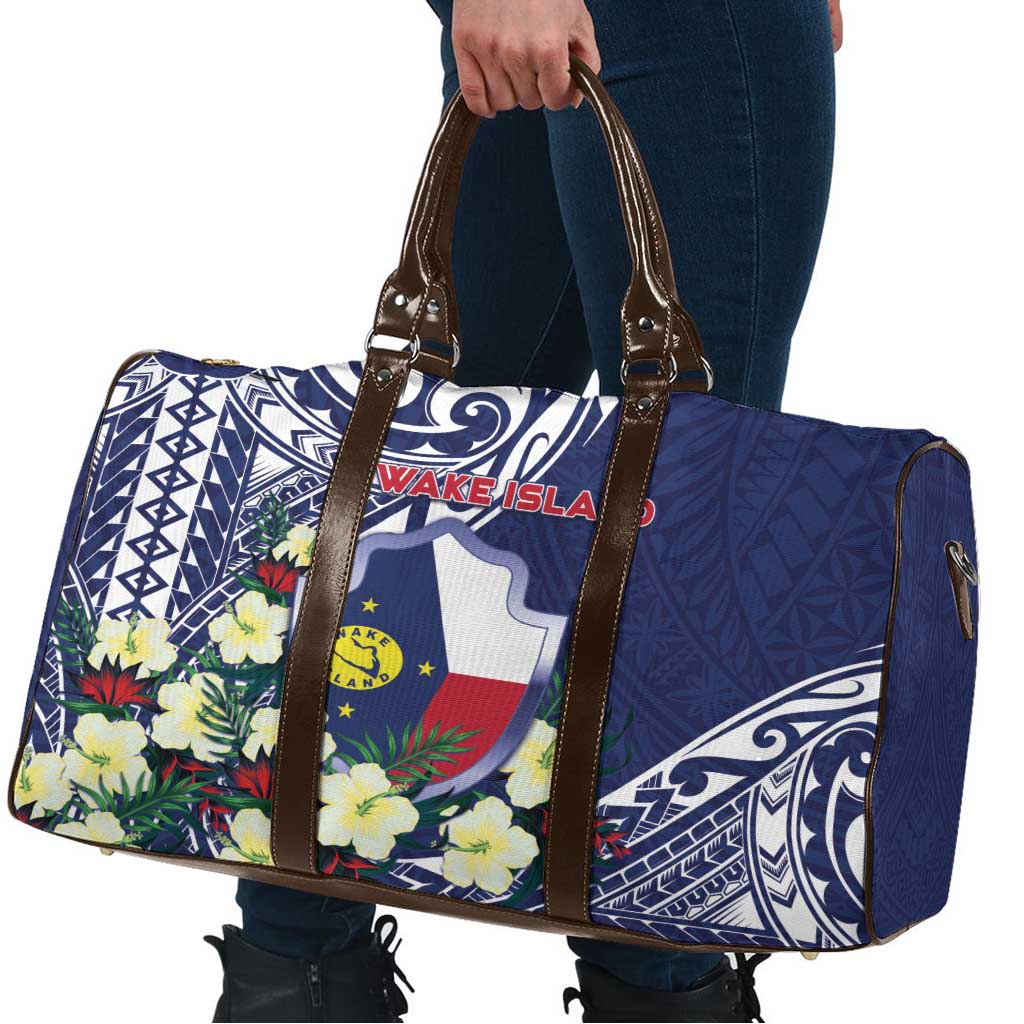 Wake Island Travel Bag Tribal Pattern With Hibiscus Flowers LT05 - Polynesian Pride