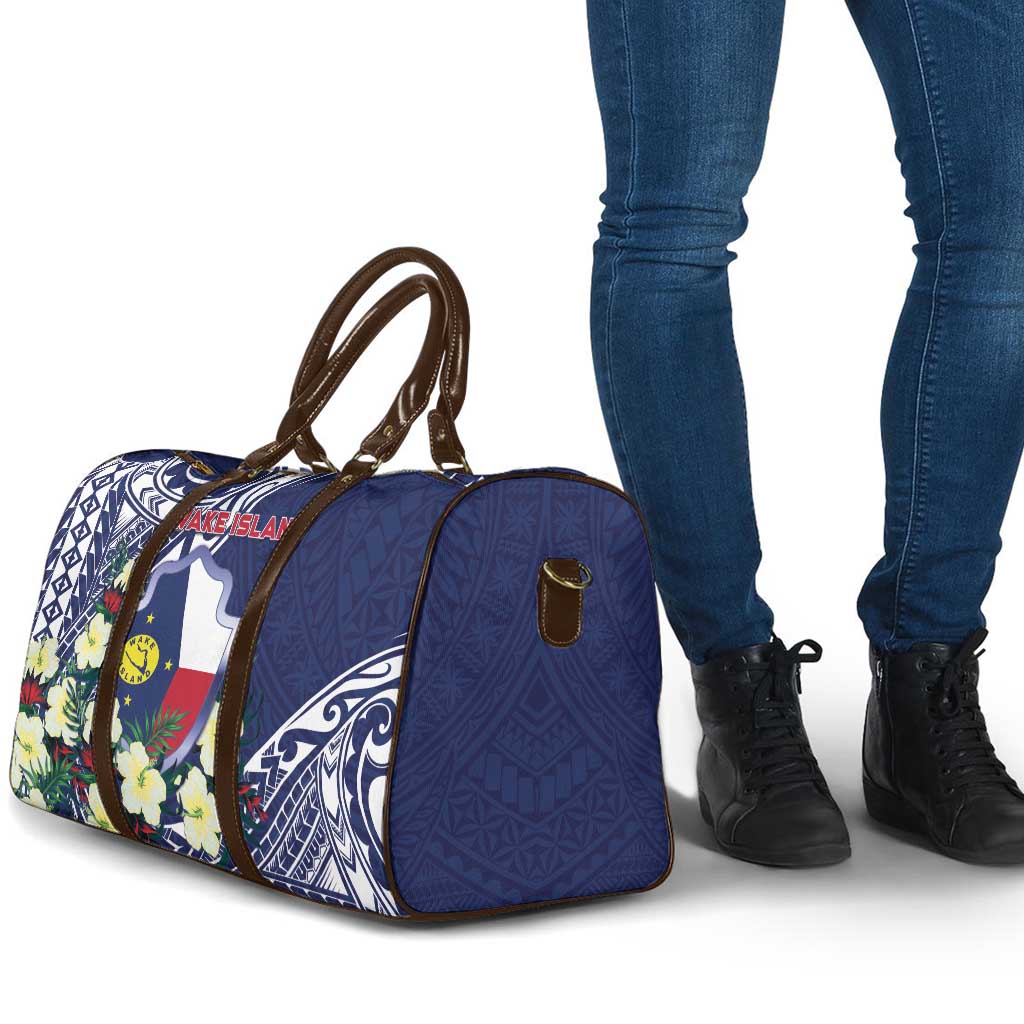 Wake Island Travel Bag Tribal Pattern With Hibiscus Flowers LT05 - Polynesian Pride
