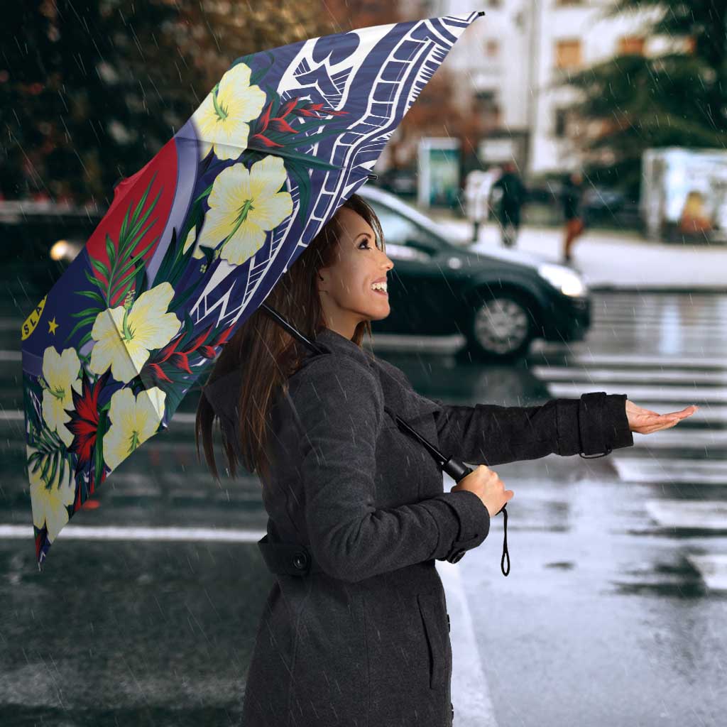 Wake Island Umbrella Tribal Pattern With Hibiscus Flowers LT05 - Polynesian Pride