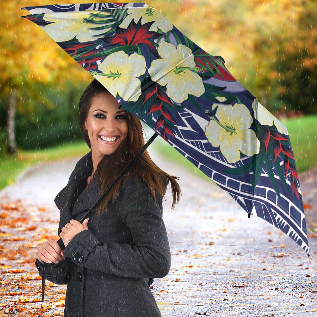 Wake Island Umbrella Tribal Pattern With Hibiscus Flowers LT05 - Polynesian Pride