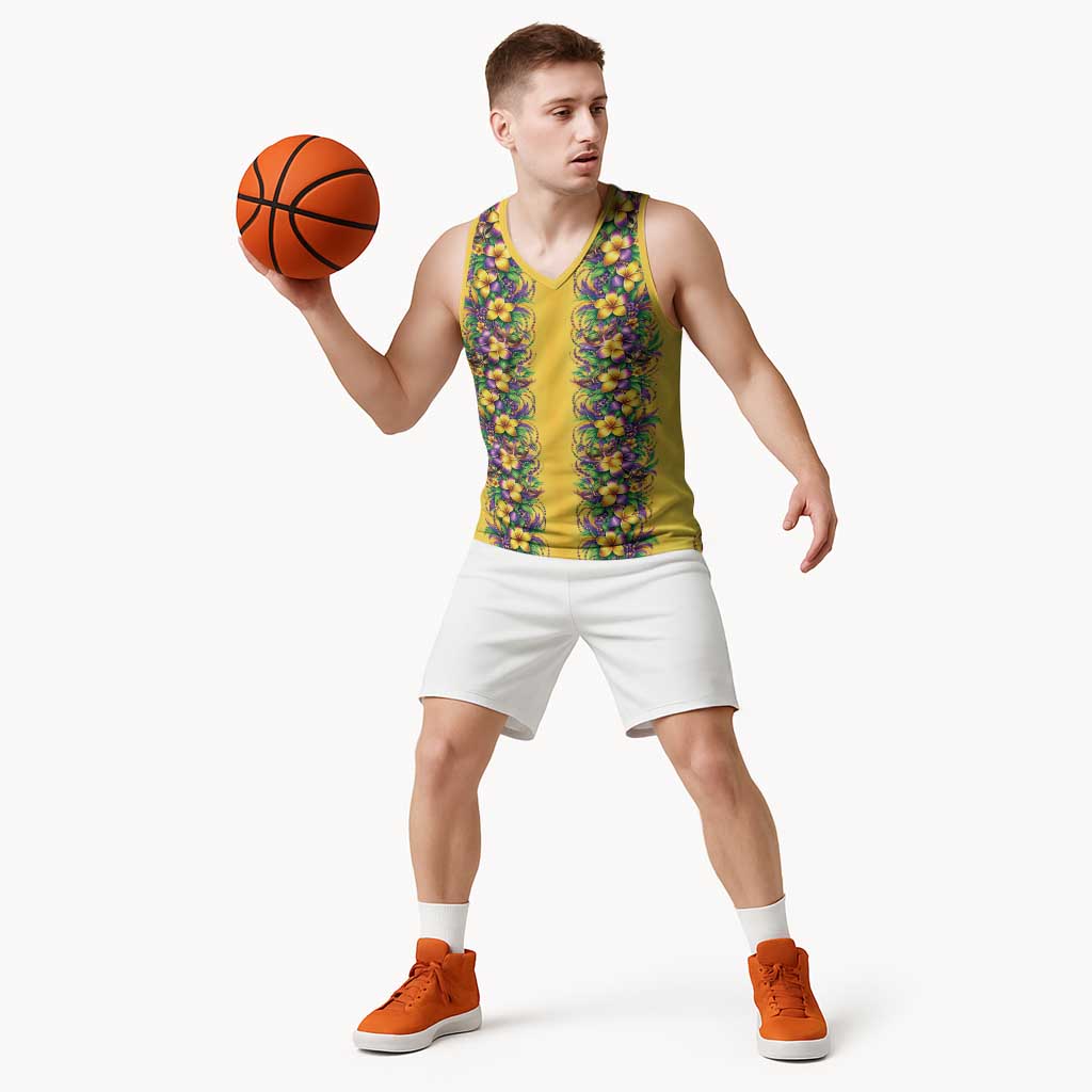 Aloha Hawaii Mardi Gras Basketball Jersey Gold Style LT05 - Polynesian Pride