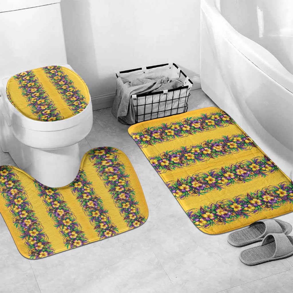 Aloha Hawaii Mardi Gras Bathroom Set Gold Style LT05 Mat Set Only (3 pcs) One Size Gold - Polynesian Pride