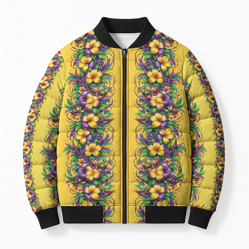 Aloha Hawaii Mardi Gras Bomber Puffer Jacket Gold Style LT05 Unisex Gold - Polynesian Pride