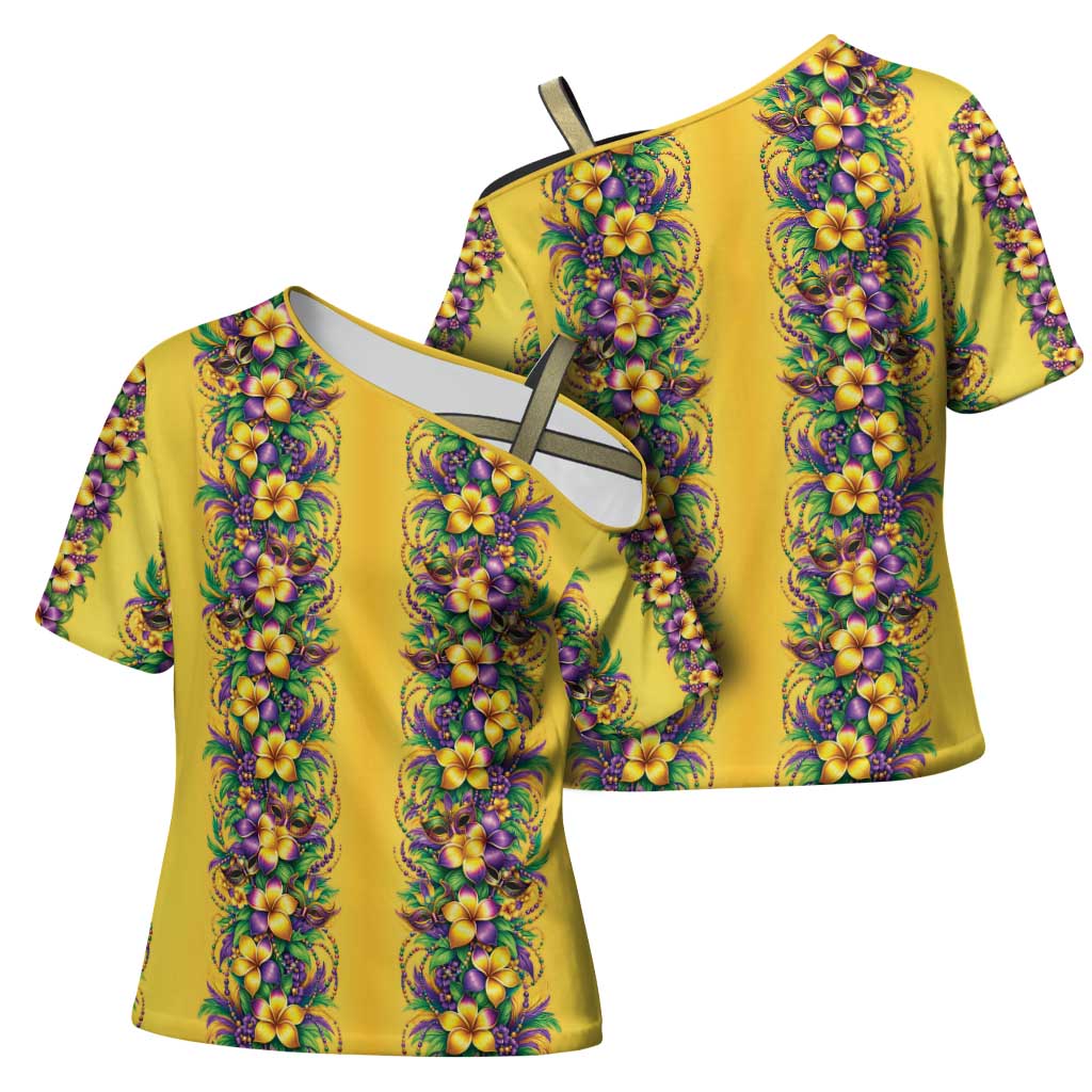 Aloha Hawaii Mardi Gras Cross Shoulder Shirt Gold Style LT05 - Polynesian Pride