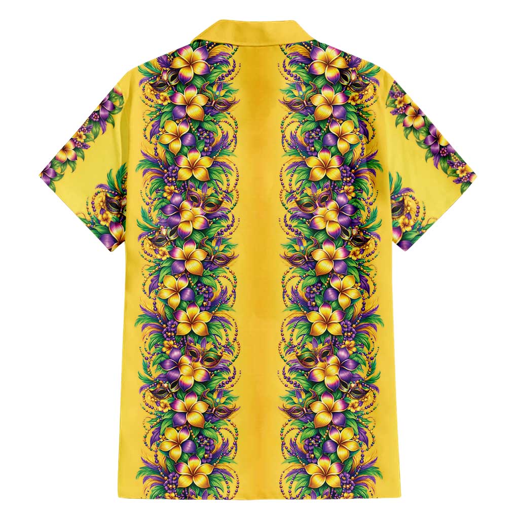 Aloha Hawaii Mardi Gras Family Matching Long Sleeve Bodycon Dress and Hawaiian Shirt Gold Style