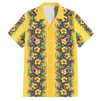 Aloha Hawaii Mardi Gras Family Matching Mermaid Dress and Hawaiian Shirt Gold Style