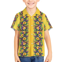 Aloha Hawaii Mardi Gras Family Matching Mermaid Dress and Hawaiian Shirt Gold Style
