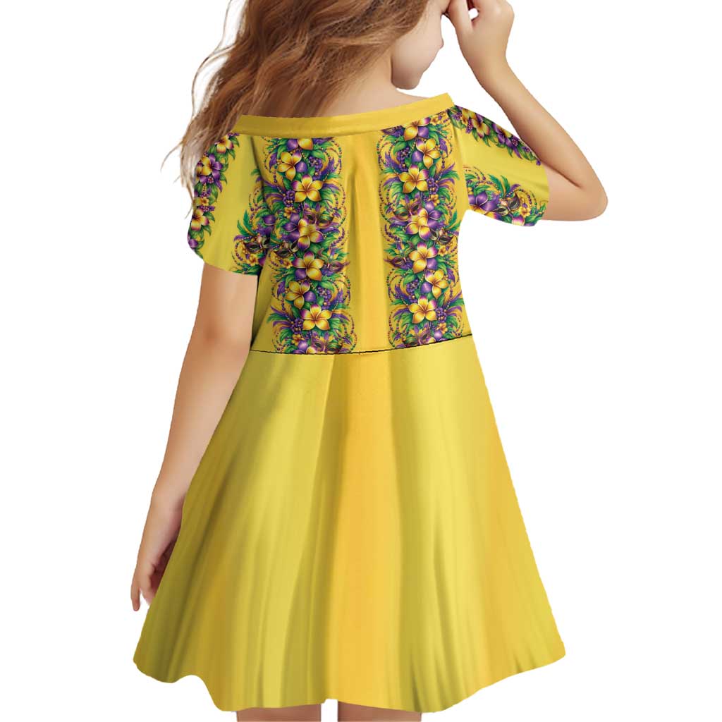 Aloha Hawaii Mardi Gras Family Matching Off The Shoulder Long Sleeve Dress and Hawaiian Shirt Gold Style