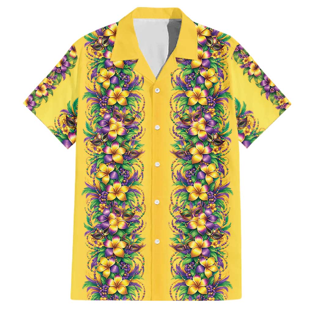 Aloha Hawaii Mardi Gras Family Matching Off Shoulder Maxi Dress and Hawaiian Shirt Gold Style