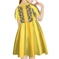 Aloha Hawaii Mardi Gras Kid Short Sleeve Dress Gold Style LT05 - Polynesian Pride