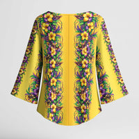 Aloha Hawaii Mardi Gras Kimono Sleeve Blouse Gold Style LT05 - Polynesian Pride