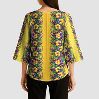 Aloha Hawaii Mardi Gras Kimono Sleeve Blouse Gold Style LT05 - Polynesian Pride