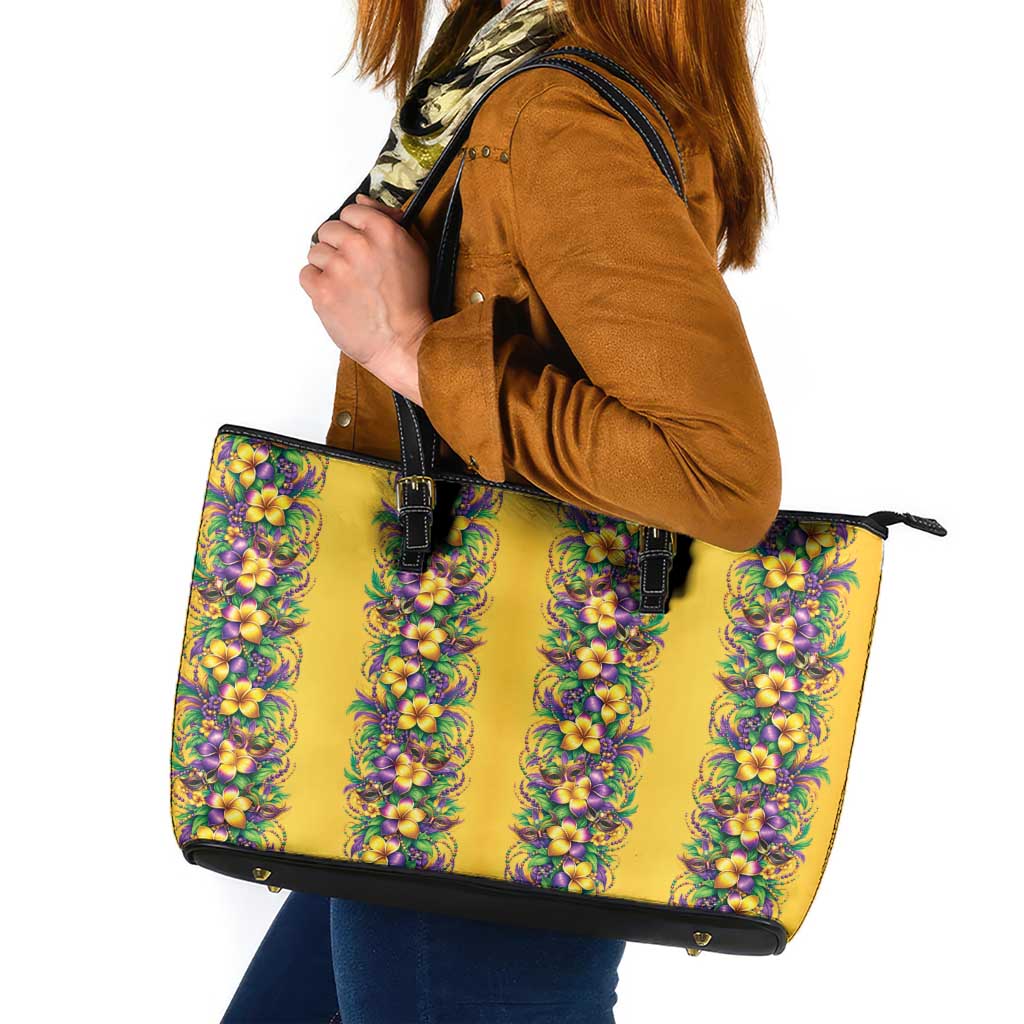 Aloha Hawaii Mardi Gras Leather Tote Bag Gold Style LT05 Gold - Polynesian Pride