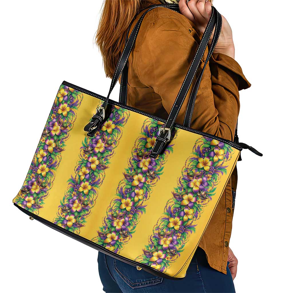 Aloha Hawaii Mardi Gras Leather Tote Bag Gold Style