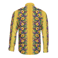 Aloha Hawaii Mardi Gras Long Sleeve Button Shirt Gold Style LT05 - Polynesian Pride