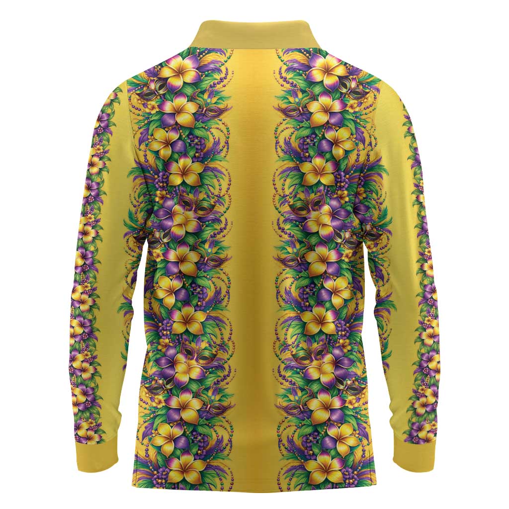 Aloha Hawaii Mardi Gras Long Sleeve Polo Shirt Gold Style LT05 - Polynesian Pride