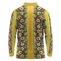 Aloha Hawaii Mardi Gras Long Sleeve Polo Shirt Gold Style LT05 - Polynesian Pride