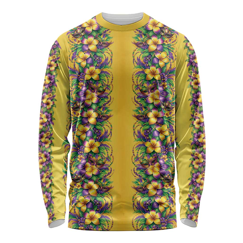 Aloha Hawaii Mardi Gras Long Sleeve Shirt Gold Style LT05 Unisex Gold - Polynesian Pride