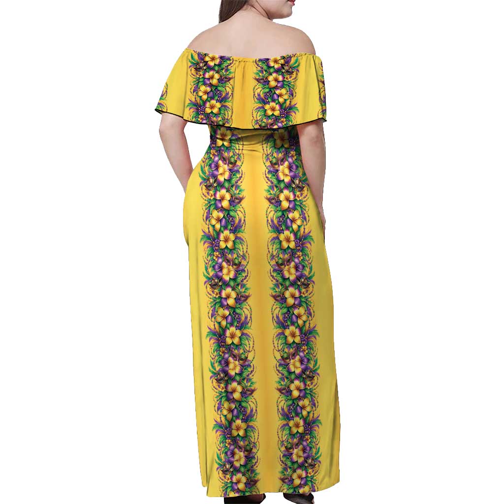 Aloha Hawaii Mardi Gras Off Shoulder Maxi Dress Gold Style LT05 - Polynesian Pride