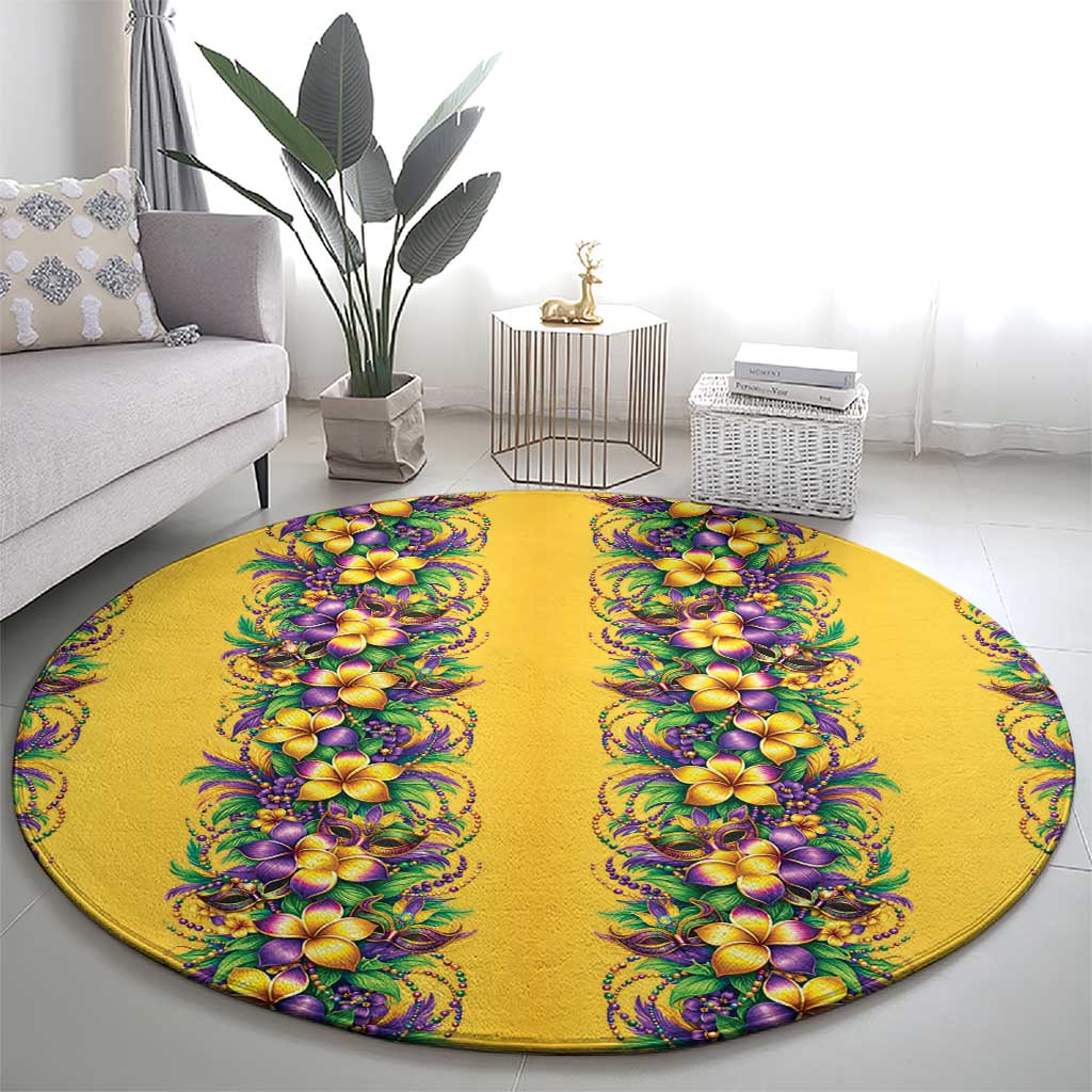 Aloha Hawaii Mardi Gras Round Carpet Gold Style LT05 - Polynesian Pride