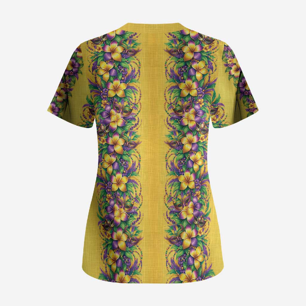 Aloha Hawaii Mardi Gras Scrub Top Gold Style LT05 - Polynesian Pride
