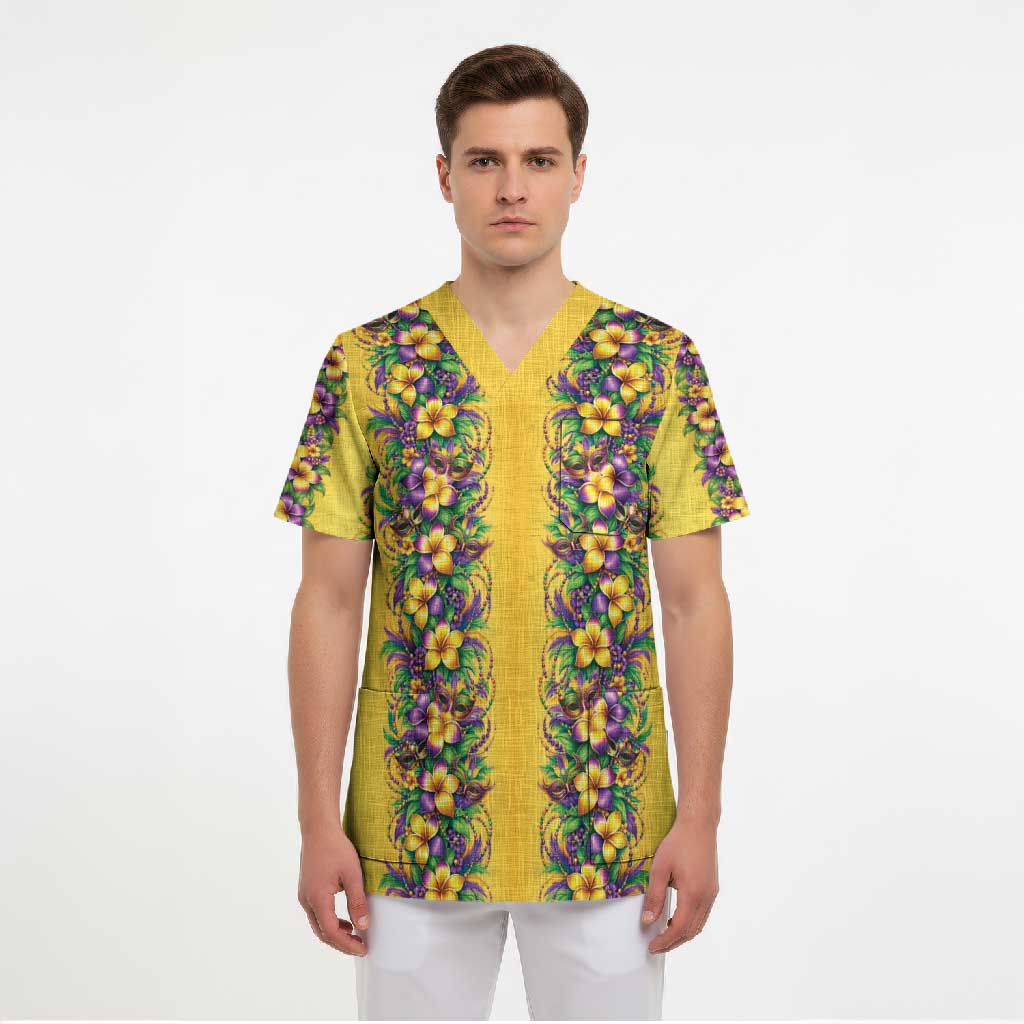 Aloha Hawaii Mardi Gras Scrub Top Gold Style LT05 - Polynesian Pride
