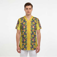 Aloha Hawaii Mardi Gras Scrub Top Gold Style LT05 - Polynesian Pride