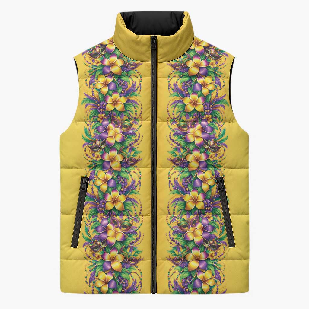Aloha Hawaii Mardi Gras Sleeveless Puffer Jacket Gold Style LT05 Unisex Gold - Polynesian Pride