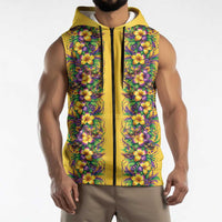 Aloha Hawaii Mardi Gras Sleeveless Zip Hoodie Gold Style LT05 - Polynesian Pride