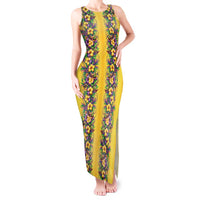 Aloha Hawaii Mardi Gras Tank Maxi Dress Gold Style LT05 Women Gold - Polynesian Pride