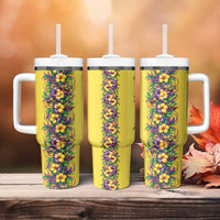 Aloha Hawaii Mardi Gras Tumbler With Handle Gold Style LT05 - Polynesian Pride