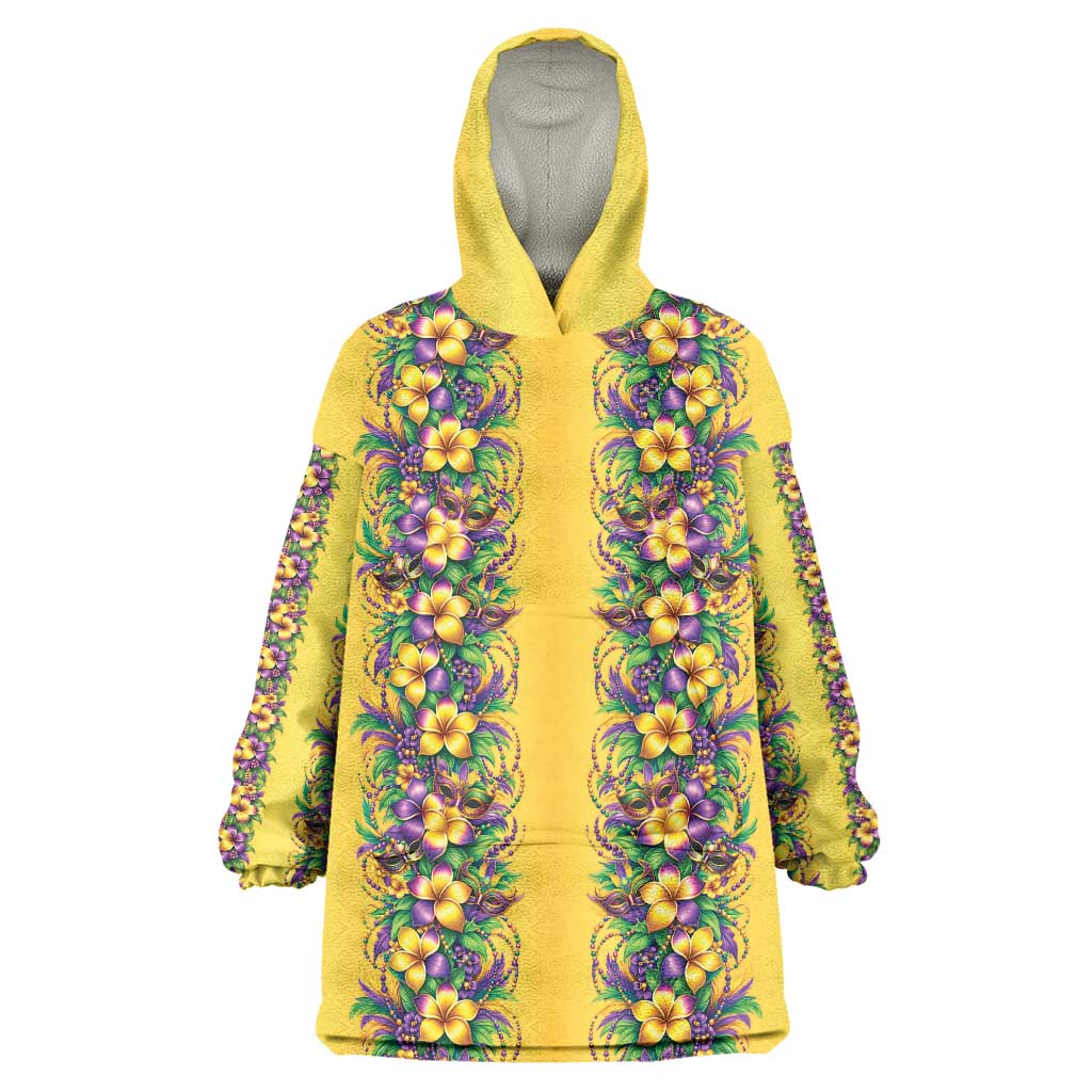 Aloha Hawaii Mardi Gras Wearable Blanket Hoodie Gold Style LT05 One Size Gold - Polynesian Pride
