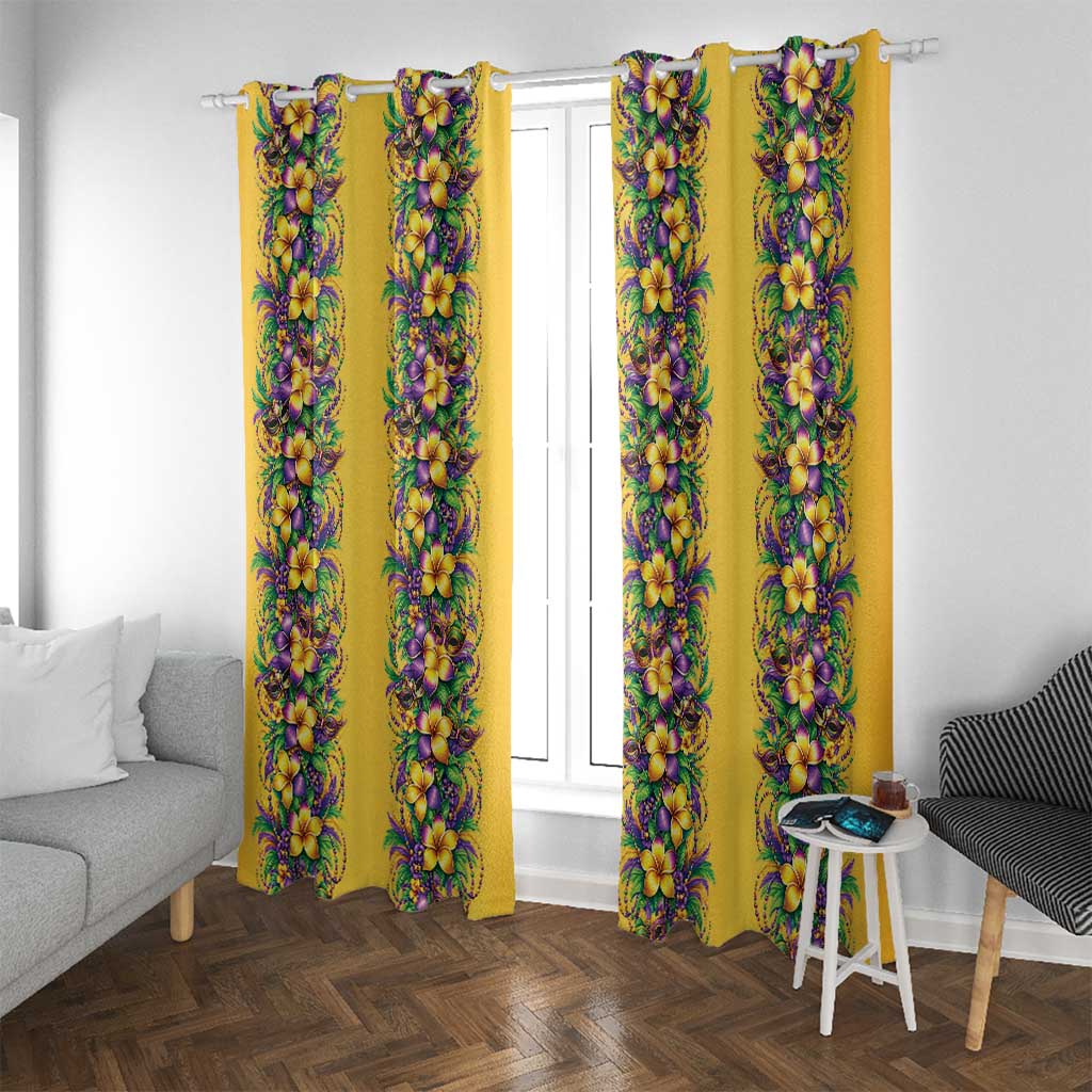 Aloha Hawaii Mardi Gras Window Curtain Gold Style LT05 With Grommets Gold - Polynesian Pride