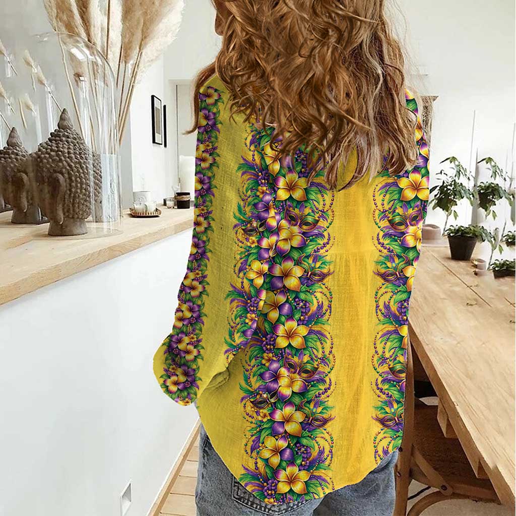 Aloha Hawaii Mardi Gras Women Casual Shirt Gold Style LT05 - Polynesian Pride