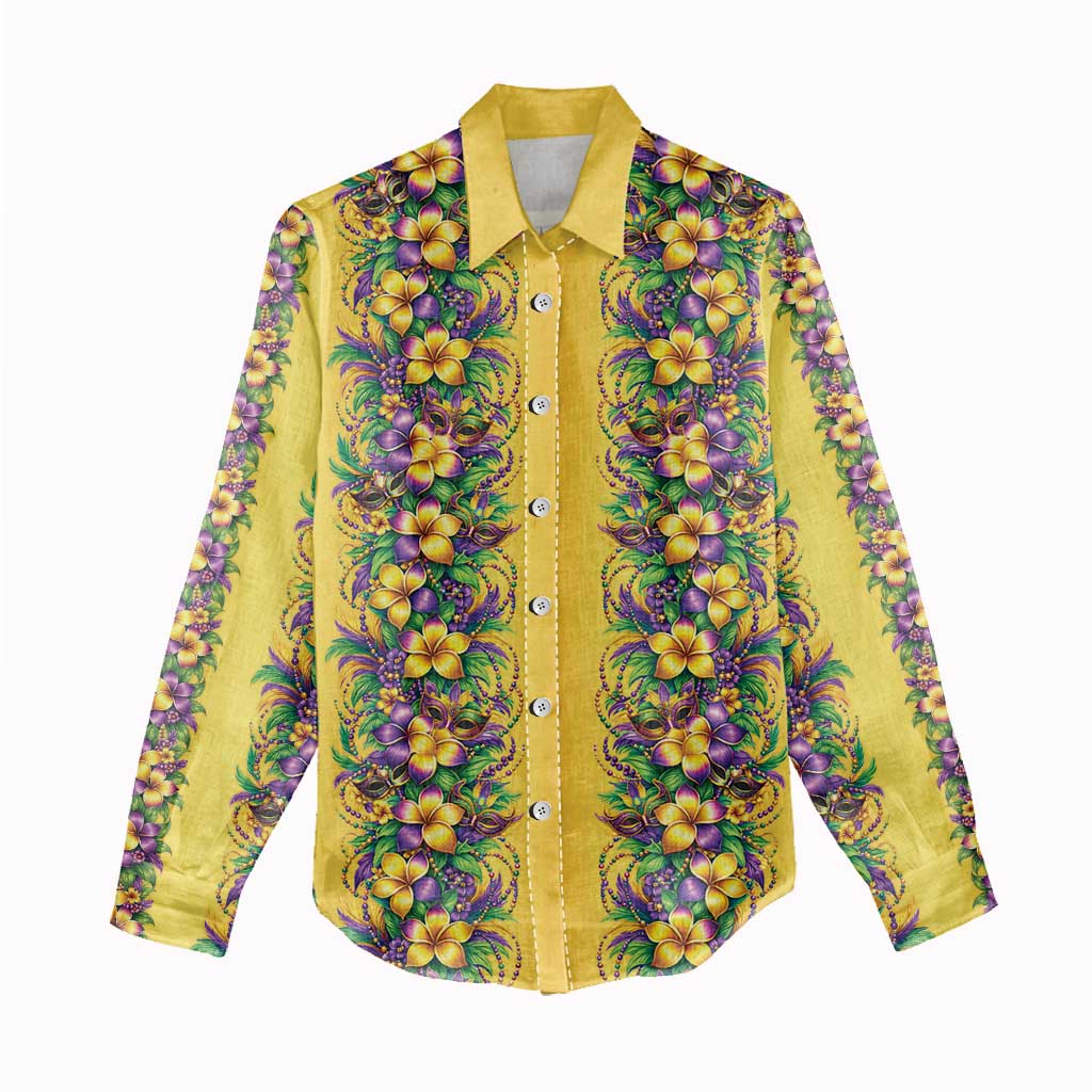Aloha Hawaii Mardi Gras Women Casual Shirt Gold Style LT05 - Polynesian Pride