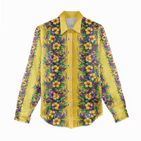 Aloha Hawaii Mardi Gras Women Casual Shirt Gold Style LT05 - Polynesian Pride