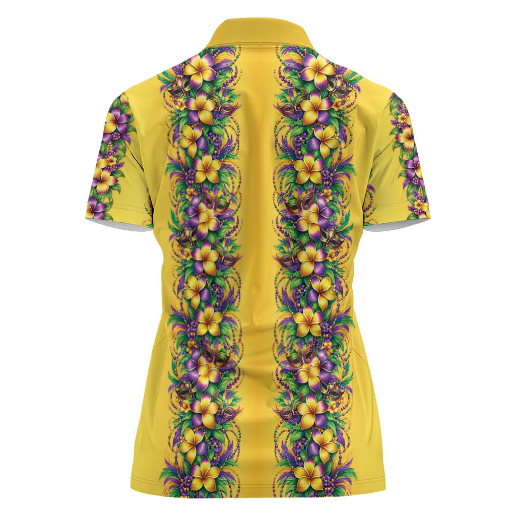 Aloha Hawaii Mardi Gras Women Polo Shirt Gold Style LT05 - Polynesian Pride