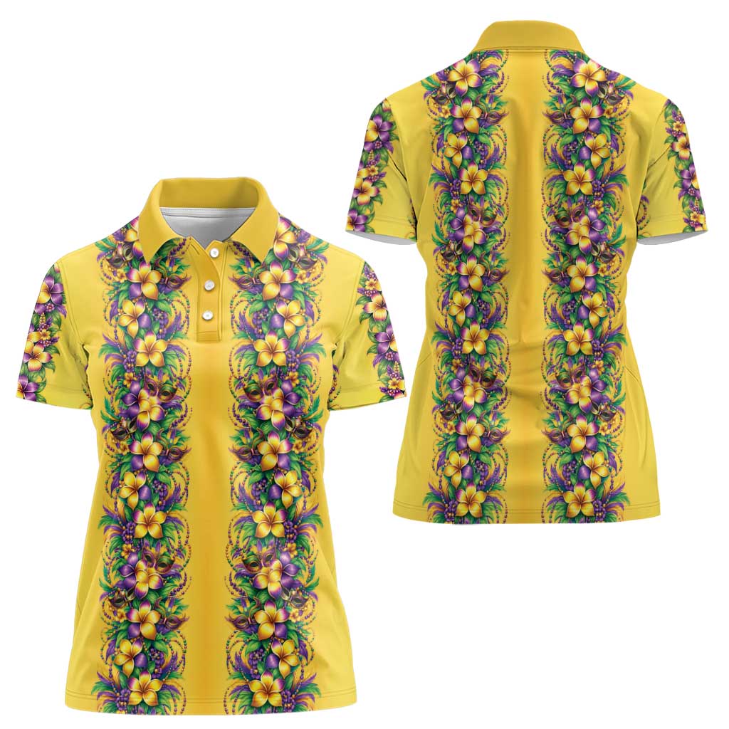 Aloha Hawaii Mardi Gras Women Polo Shirt Gold Style LT05 - Polynesian Pride