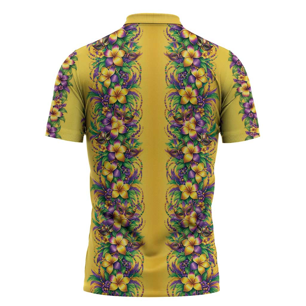 Aloha Hawaii Mardi Gras Zipper Polo Shirt Gold Style LT05 - Polynesian Pride