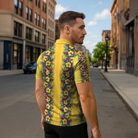 Aloha Hawaii Mardi Gras Zipper Polo Shirt Gold Style LT05 - Polynesian Pride